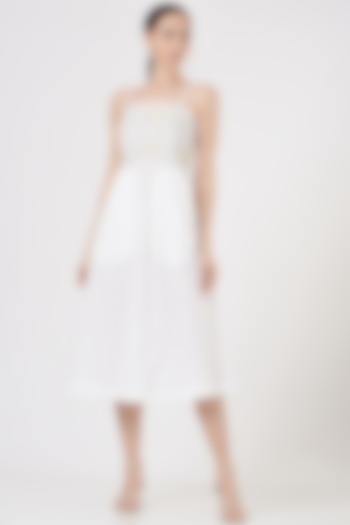 White Embroidered Midi Dress by Midori by SGV