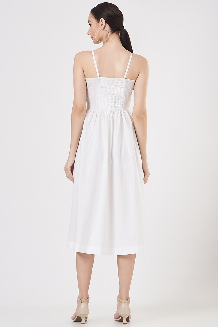 White Embroidered Midi Summer Dress by Midori by SGV at Pernia's Pop Up Shop