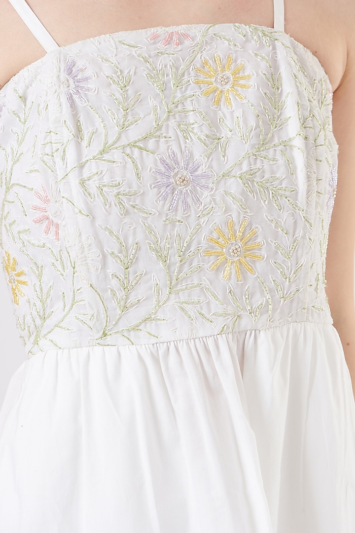 White Embroidered Midi Summer Dress by Midori by SGV at Pernia's Pop Up Shop