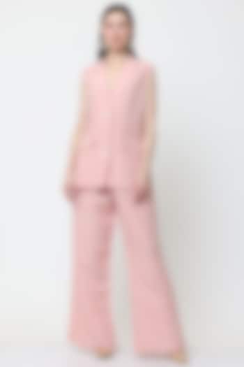 Pink Cotton Linen Blazer Set by Midori by SGV