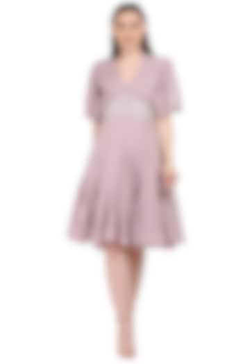 Pastel Lavender Embroidered Dress by Midori by SGV