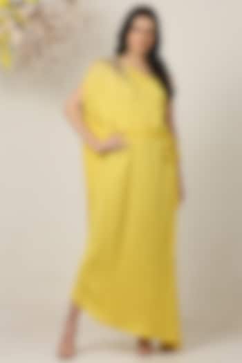 Yellow Hand Embroidered Kaftan Dress by Midori by SGV at Pernia's Pop Up Shop
