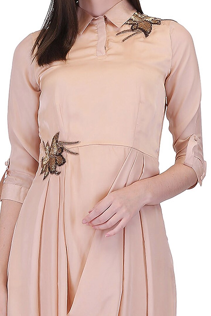 Blush Pink Embroidered Draped Cowl Dress by Midori by SGV at Pernia's Pop Up Shop