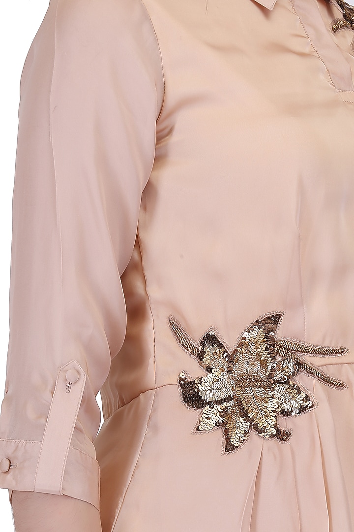 Blush Pink Embroidered Draped Cowl Dress by Midori by SGV at Pernia's Pop Up Shop