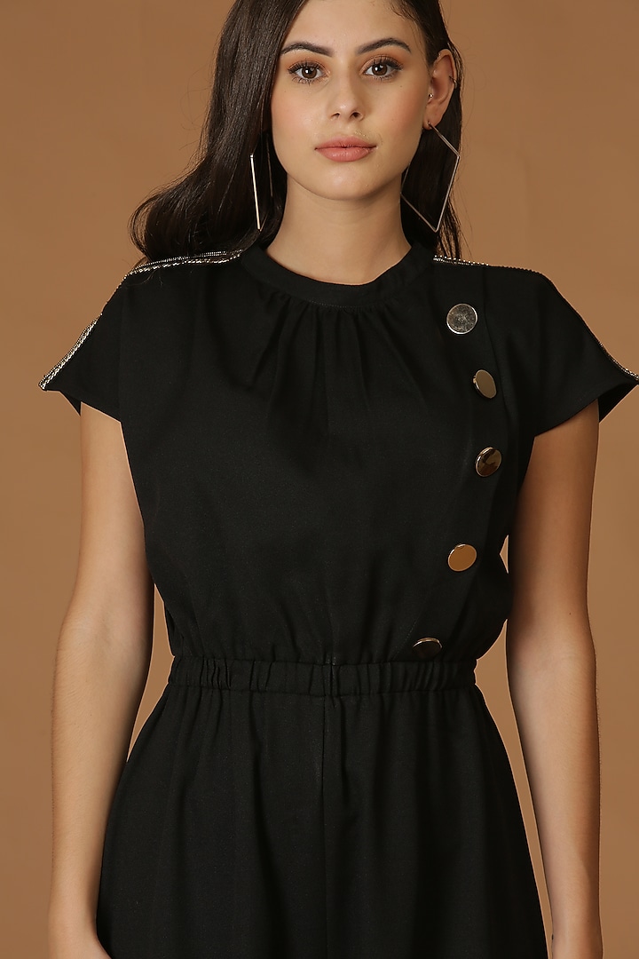 Black Lace Patch Work Jumpsuit by Midori by SGV at Pernia's Pop Up Shop