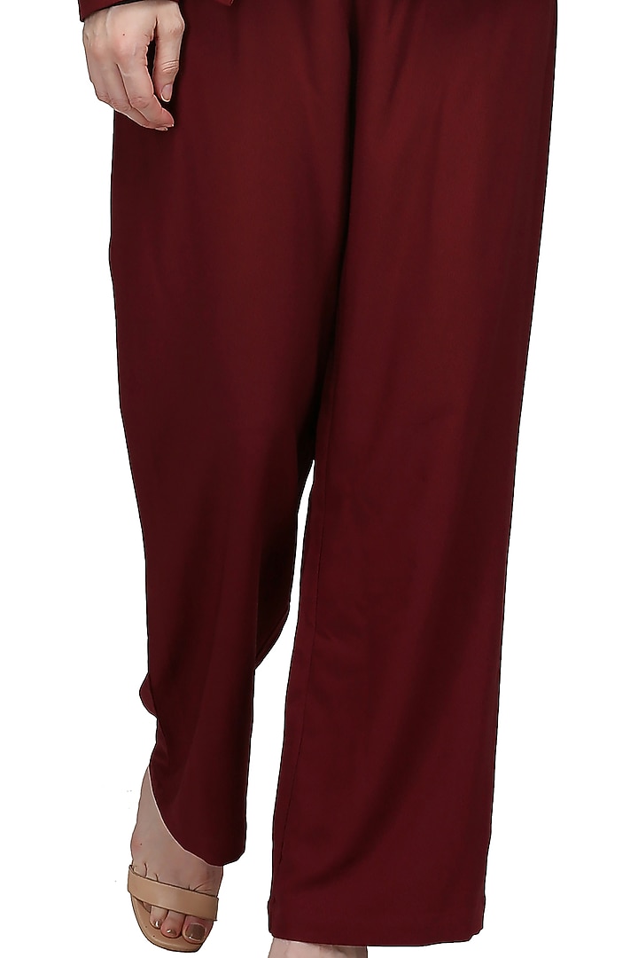 Maroon & White Jumpsuit With Embroidered Coat by Midori by SGV at Pernia's Pop Up Shop
