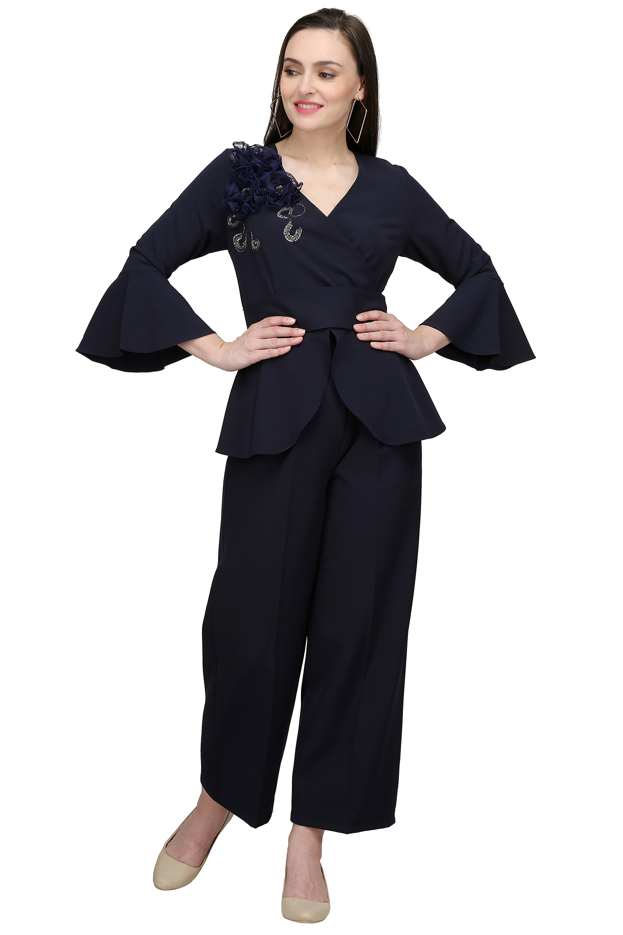 Midnight Blue Imported Crepe Lycra Pant Set by Midori by SGV at Pernia's Pop Up Shop