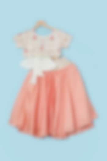 Blush Pink Embroidered Lehenga Set For Girls by Mi Dulce An'ya