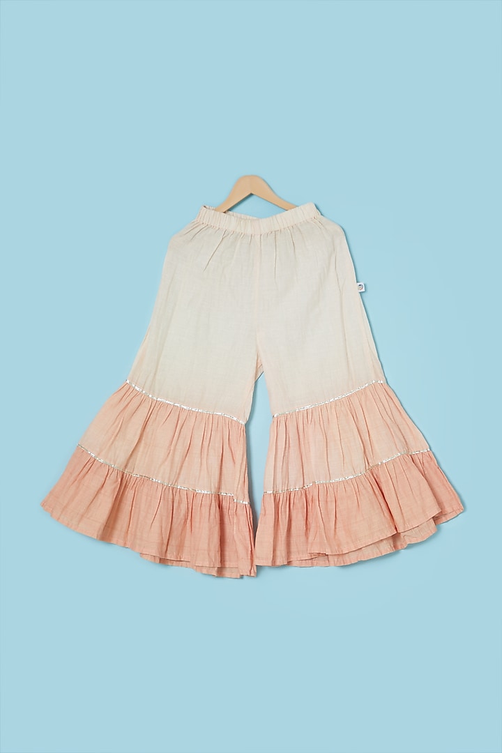 Blush Pink Cotton & Chanderi Sharara Set For Girls by Mi Dulce An'ya at Pernia's Pop Up Shop