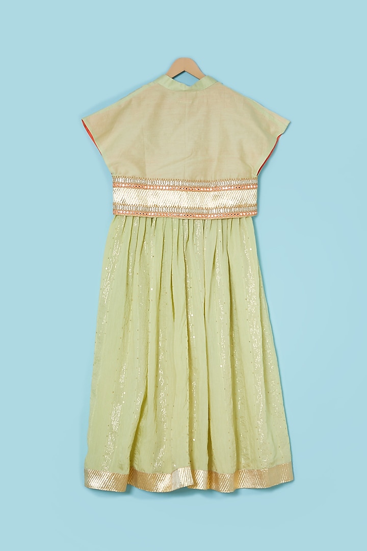 Mint Green Embroidered Jacket With Anarkali For Girls by Mi Dulce An'ya at Pernia's Pop Up Shop