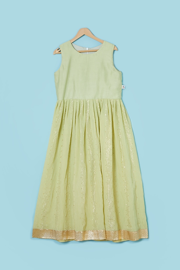 Mint Green Embroidered Jacket With Anarkali For Girls by Mi Dulce An'ya at Pernia's Pop Up Shop