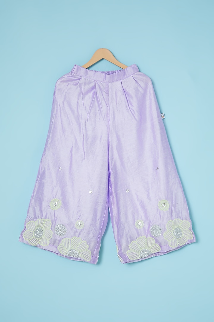 Lilac Embroidered Palazzo Pant Set For Girls by Mi Dulce An'ya at Pernia's Pop Up Shop