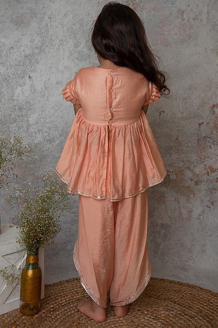 Blush Organic Cotton Dhoti Set For Girls by Mi Dulce An'ya at Pernia's Pop Up Shop