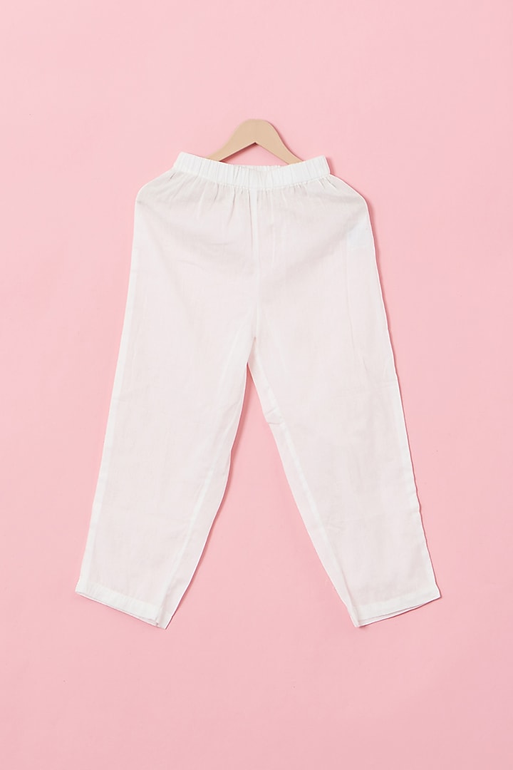 Blush Pink Cotton & Handwoven Chanderi Gota Kurta Set For Boys by Mi Dulce An'ya at Pernia's Pop Up Shop