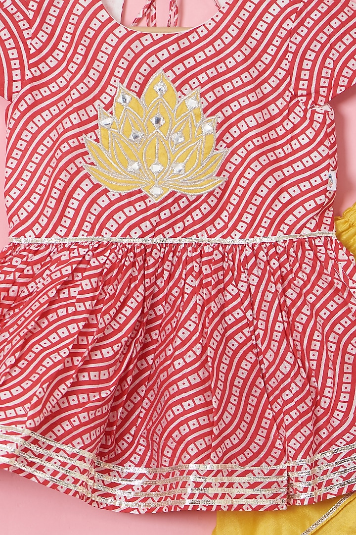 Yellow Cotton & Handwoven Chanderi Dhoti Set For Girls by Mi Dulce An'ya at Pernia's Pop Up Shop