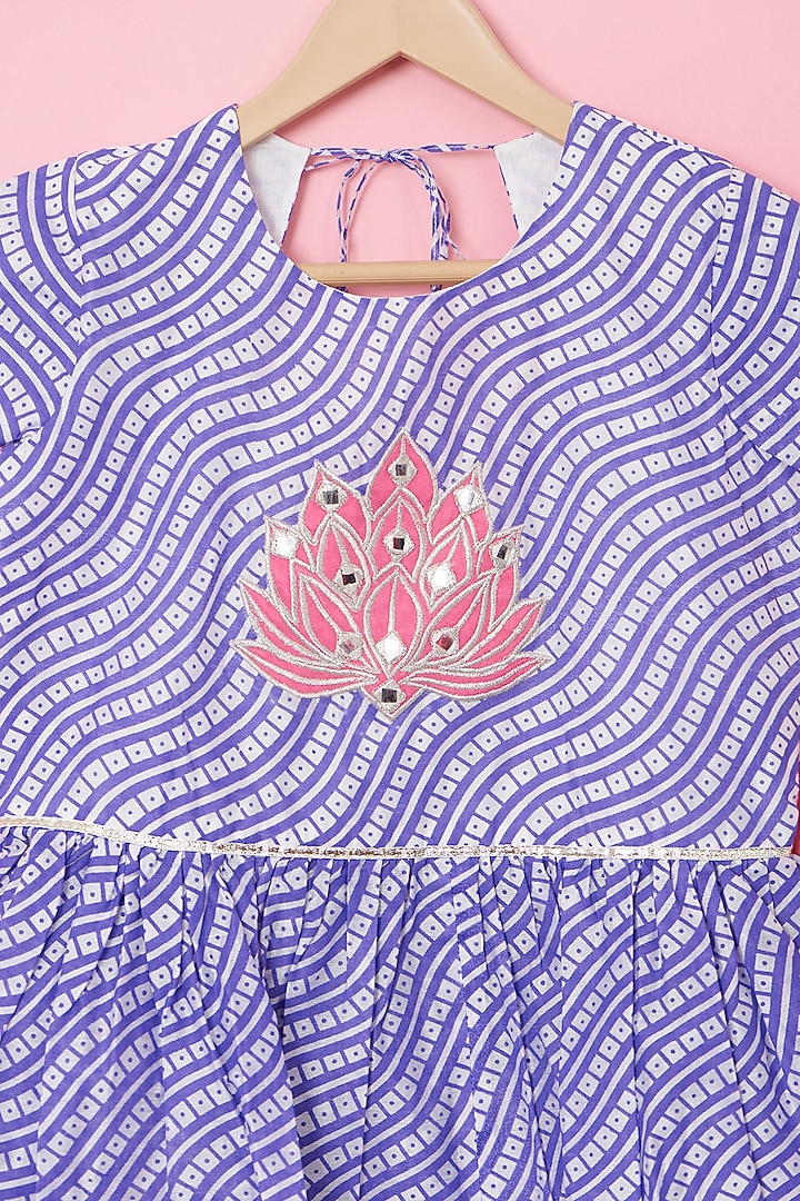Pink Cotton & Handwoven Dhoti Set For Girls by Mi Dulce An'ya at Pernia's Pop Up Shop