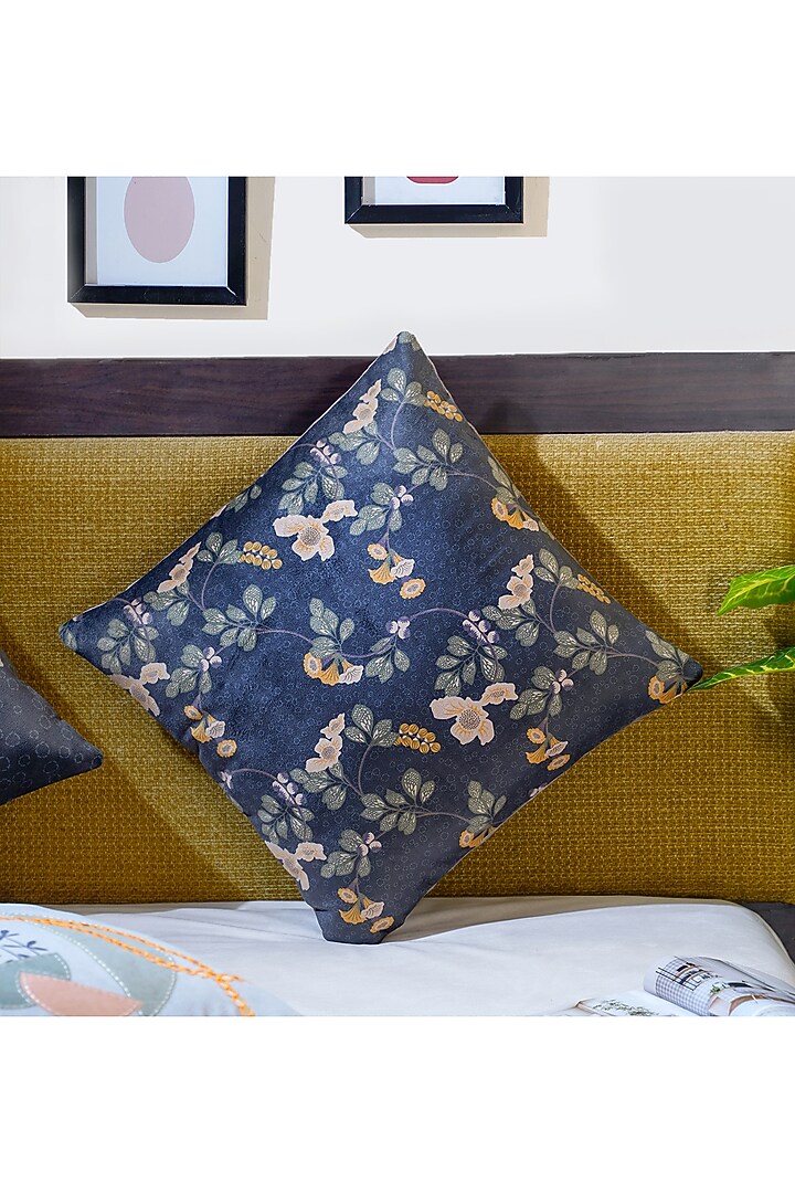 Olive Green Premium Velvet Hand Embroidered Cushion Cover by Mid July Home at Pernia's Pop Up Shop