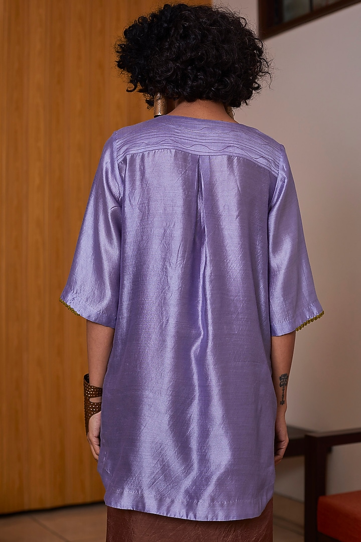 Light Blue & Beige Hand Embroidered Wrap Skirt Set by Medha at Pernia's Pop Up Shop