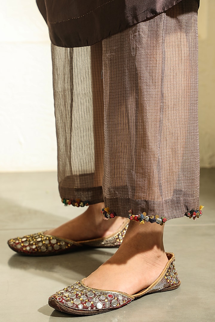 Brown Tissue Kota Pants by Medha at Pernia's Pop Up Shop