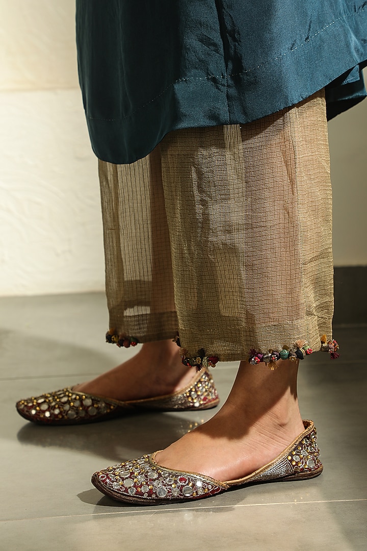 Dark Green Tissue Kota Pants by Medha at Pernia's Pop Up Shop