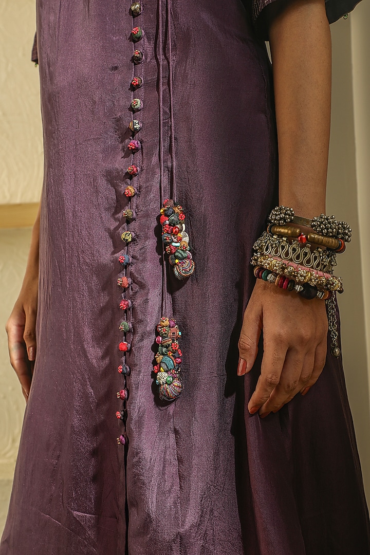 Dark Purple Pure Silk Kurta by Medha at Pernia's Pop Up Shop