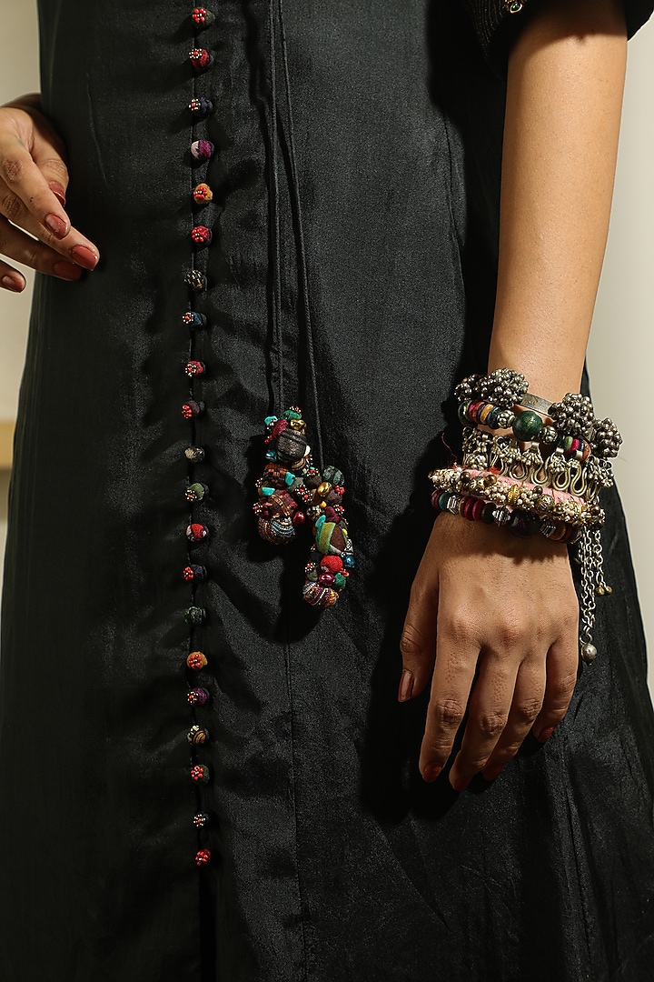 Black Pure Silk Kurta by Medha at Pernia's Pop Up Shop