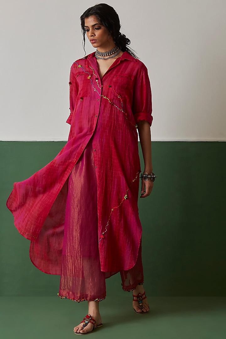 Pink Tie-Dye Long Shirt by Medha at Pernia's Pop Up Shop