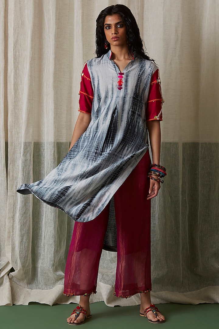 Black Tie-Dye Kurta by Medha