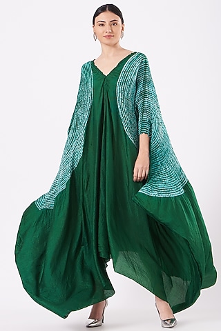 Emerald Green Shibori Dress by Medium