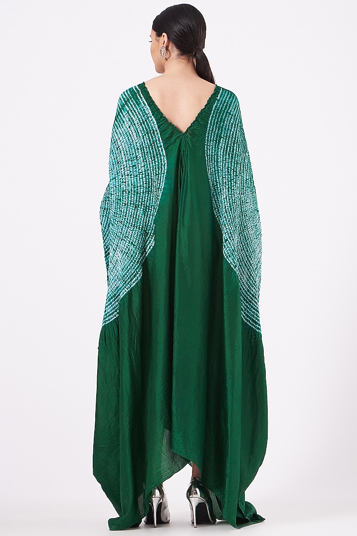 Emerald Green Shibori Vacation Dress by Medium at Pernia's Pop Up Shop