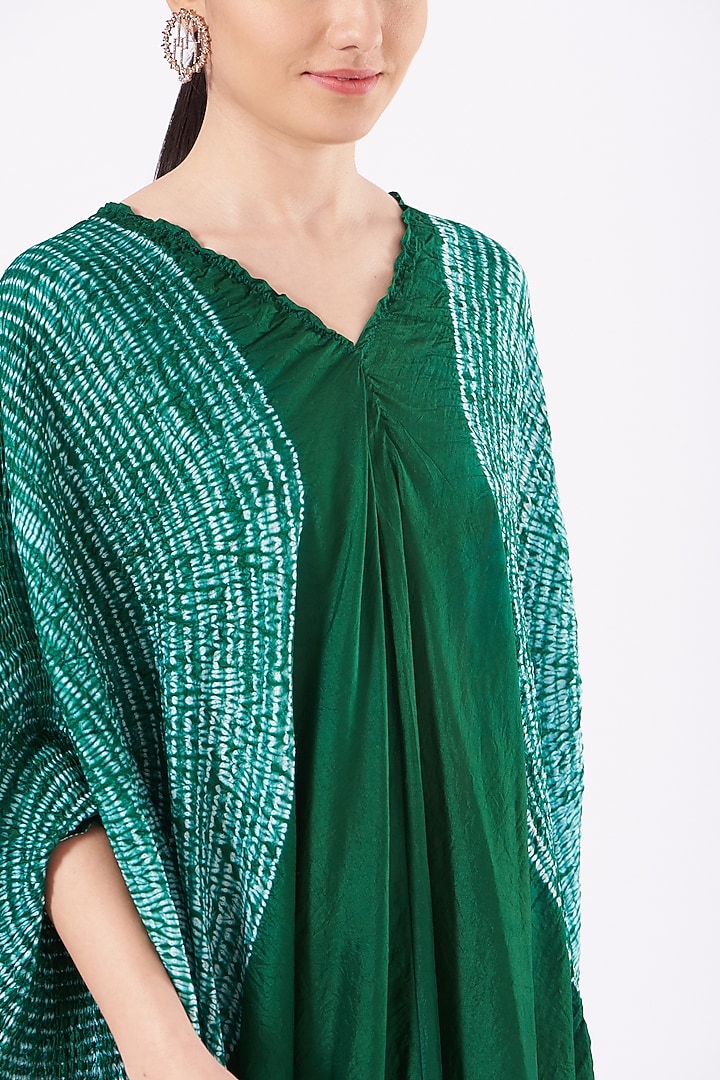 Emerald Green Shibori Vacation Dress by Medium at Pernia's Pop Up Shop