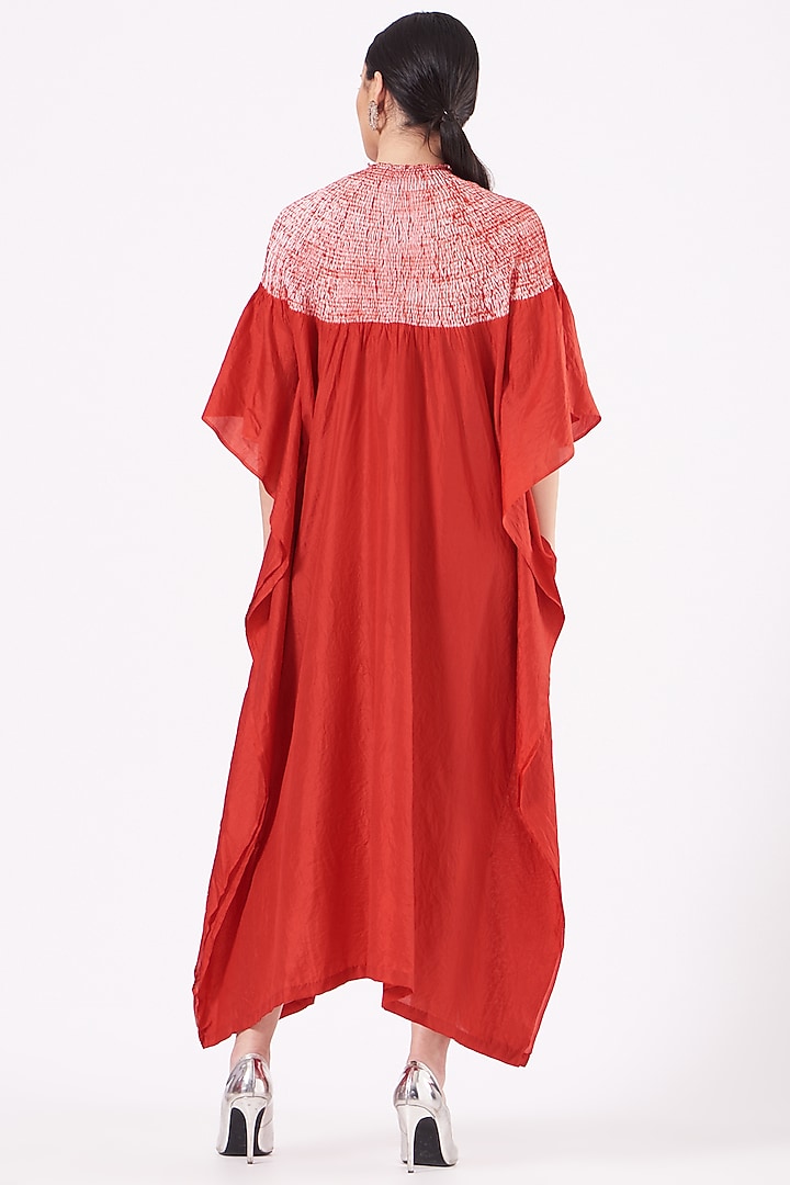 Red Tie-Dye Kaftan by Medium at Pernia's Pop Up Shop