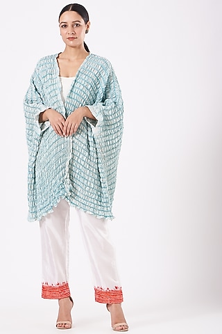 Bottle Green & White Dyed Cape by Medium
