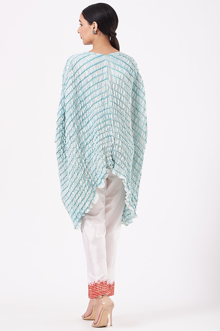 Bottle Green & White Dyed Cape by Medium at Pernia's Pop Up Shop