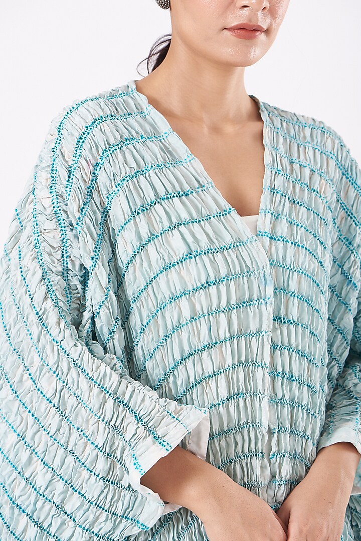 Bottle Green & White Dyed Cape by Medium at Pernia's Pop Up Shop