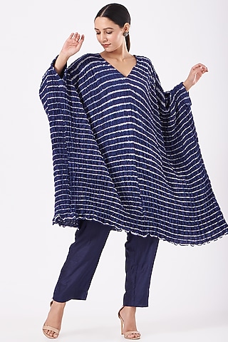 Navy Blue Hand Dyed Kaftan by Medium