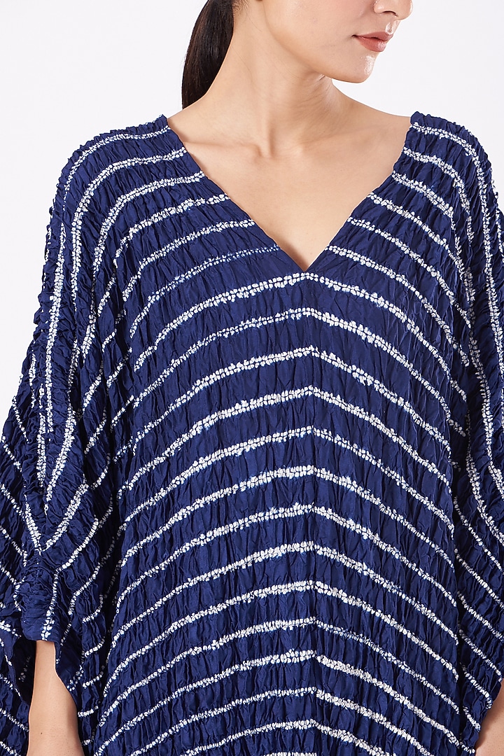 Navy Blue Hand Dyed Kaftan by Medium at Pernia's Pop Up Shop
