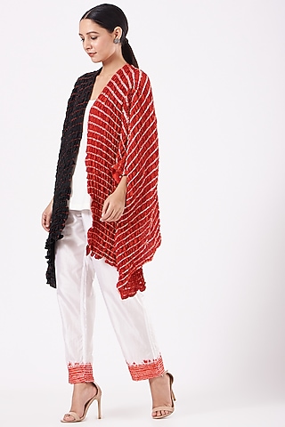 Rust-Red & Black Hand Dyed Cape by Medium