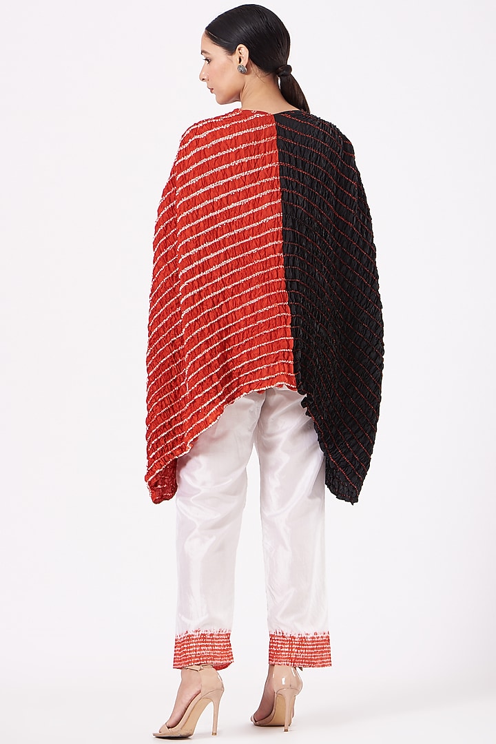 Rust-Red & Black Hand Dyed Cape by Medium at Pernia's Pop Up Shop