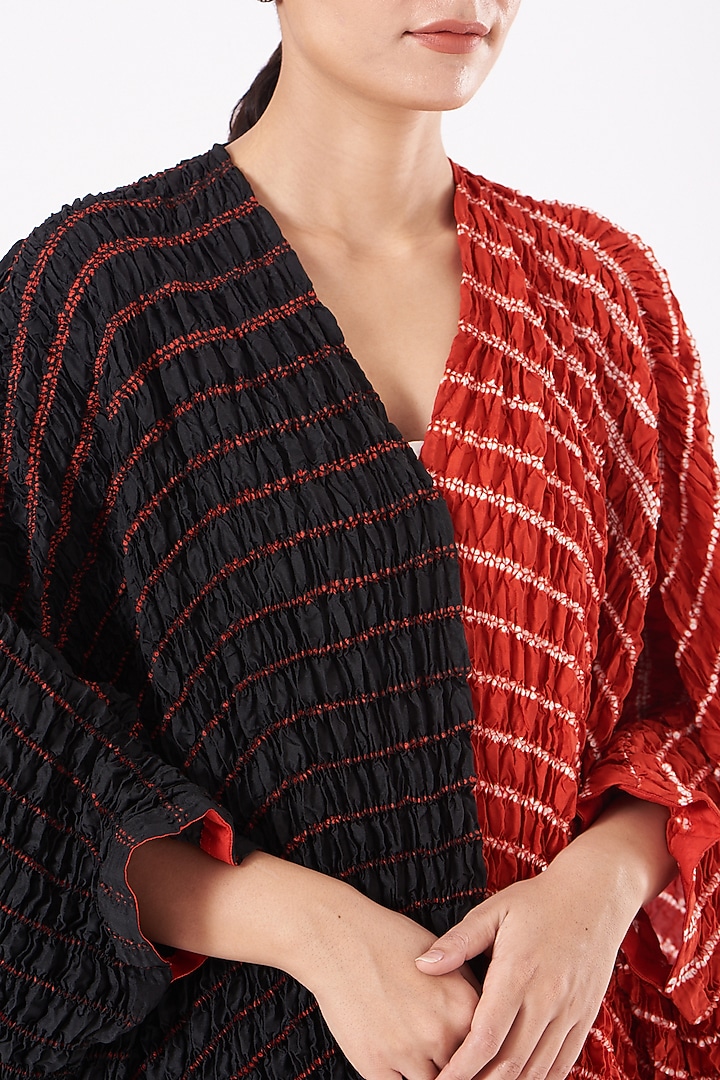 Rust-Red & Black Hand Dyed Cape by Medium at Pernia's Pop Up Shop