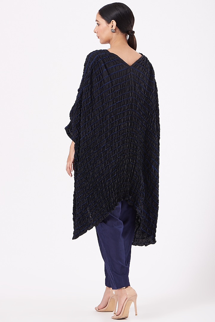 Black & Navy Blue Hand Dyed Kaftan by Medium at Pernia's Pop Up Shop