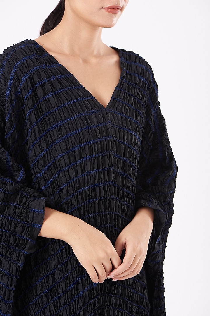 Black & Navy Blue Hand Dyed Kaftan by Medium at Pernia's Pop Up Shop
