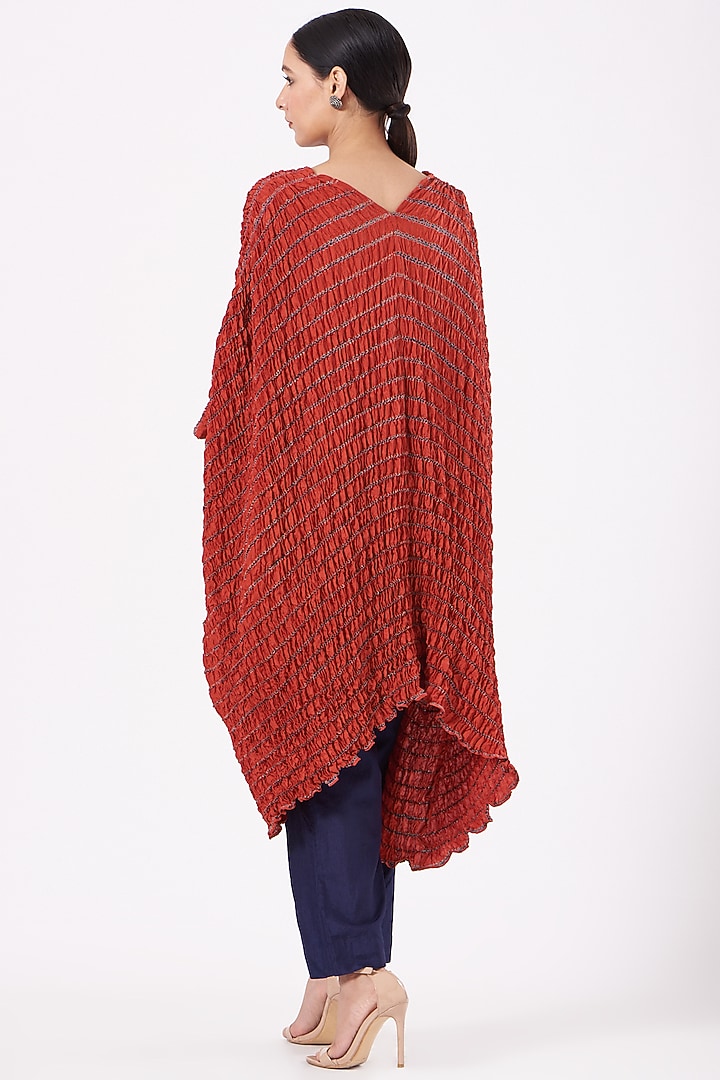 Rust-Red & Navy Blue Hand Dyed Kaftan by Medium at Pernia's Pop Up Shop