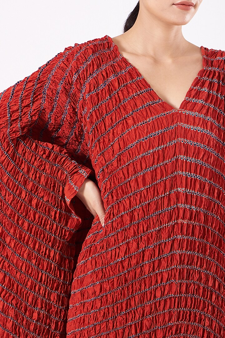 Rust-Red & Navy Blue Hand Dyed Kaftan by Medium at Pernia's Pop Up Shop