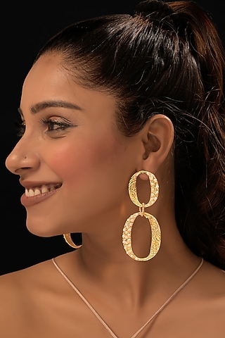 Gold Finish Pearl Handcrafted Dangler Earrings by MEDOSO JEWELLERY