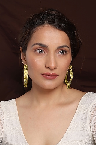 Gold Finish Pearl Hoop Earrings by MEDOSO JEWELLERY