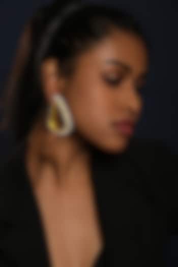Gold Finish Pearl Handcrafted Hoop Earrings by MEDOSO JEWELLERY