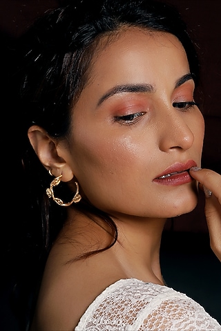Gold Finish Hoop Earrings by MEDOSO JEWELLERY