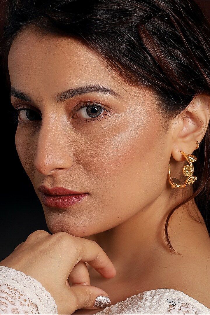 Gold Finish Hoop Earrings by MEDOSO JEWELLERY at Pernia's Pop Up Shop