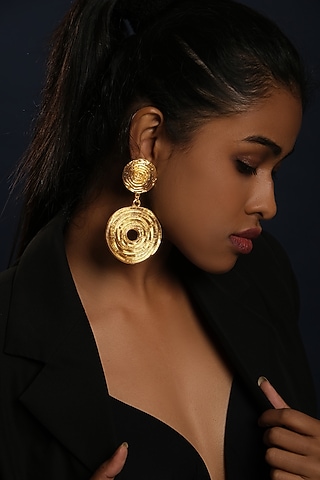Gold Plated Handcrafted Circular Dangler Earrings by MEDOSO JEWELLERY